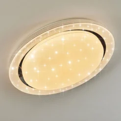 Plafonnier Laganadi LED Chrome, 1 lumière, Télécommandes, Changeur de couleurs