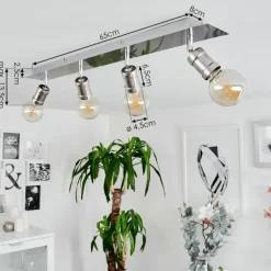 Plafonnier Lagunita Chrome, Nickel mat, 4 lumières