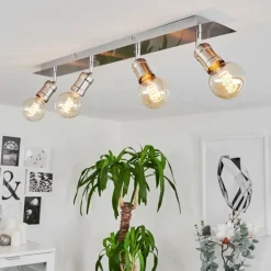 Plafonnier Lagunita Chrome, Nickel mat, 4 lumières