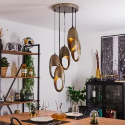 Plafonnier Lamington Argent Oxydé, 5 lumières