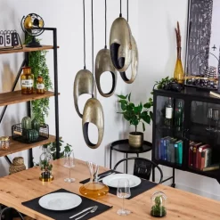 Plafonnier Lamington Argent Oxydé, 5 lumières