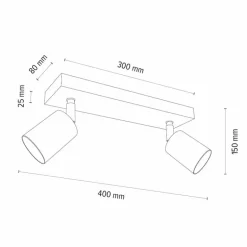 Plafonnier Languileo Bois clair, 2 lumières