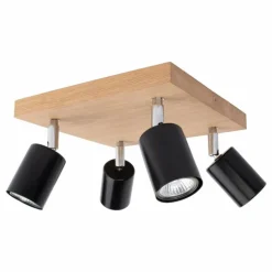 Plafonnier Languileo Bois clair, 4 lumières