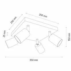 Plafonnier Languileo Bois clair, 4 lumières