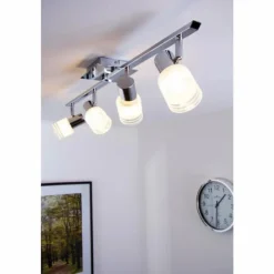 Plafonnier LED Brilliant Leuchten Chrome, Blanc, 4 lumières