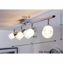 Plafonnier LED Brilliant Leuchten Chrome, Blanc, 4 lumières