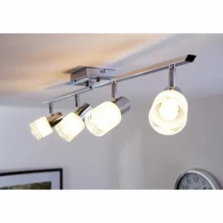 Plafonnier LED Brilliant Leuchten Chrome, Blanc, 4 lumières