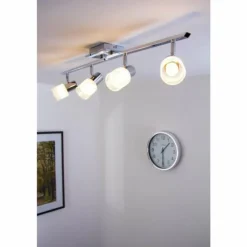 Plafonnier LED Brilliant Leuchten Chrome, Blanc, 4 lumières