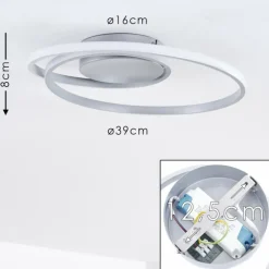 Plafonnier Leksund LED Argenté, 1 lumière
