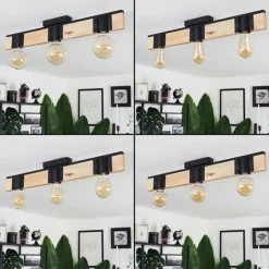 Plafonnier Lemou Bois clair, Noir, 3 lumières