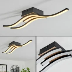 Plafonnier Letala LED Couleur bois, 3 lumières