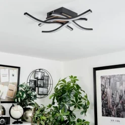 Plafonnier Letala LED Couleur bois, 4 lumières