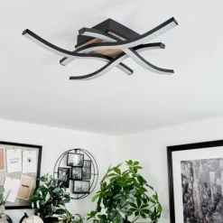 Plafonnier Letala LED Couleur bois, 4 lumières