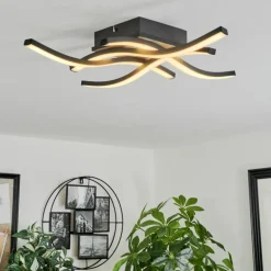 Plafonnier Letala LED Couleur bois, 4 lumières