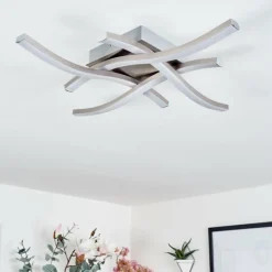 Plafonnier Letala LED Nickel mat, 4 lumières
