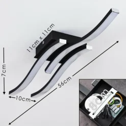 Plafonnier Letala LED Noir, 3 lumières