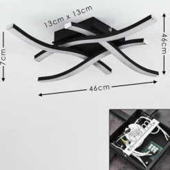 Plafonnier Letala LED Noir, 4 lumières