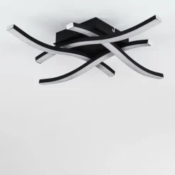 Plafonnier Letala LED Noir, 4 lumières