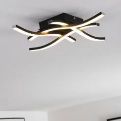 Plafonnier Letala LED Noir, 4 lumières