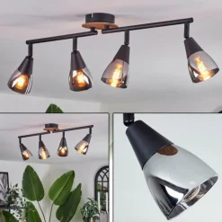 Plafonnier Leteque Couleur bois, Noir, 1 lumière