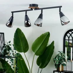 Plafonnier Leteque Couleur bois, Noir, 1 lumière