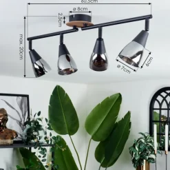 Plafonnier Leteque Couleur bois, Noir, 1 lumière