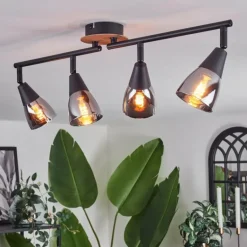 Plafonnier Leteque Couleur bois, Noir, 1 lumière