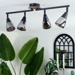 Plafonnier Leteque Couleur bois, Noir, 1 lumière