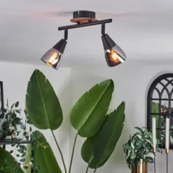 Plafonnier Leteque Écru, Noir, 2 lumières