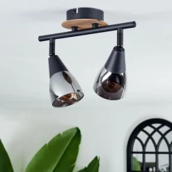 Plafonnier Leteque Écru, Noir, 2 lumières