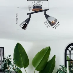 Plafonnier Leteque Écru, Noir, 2 lumières