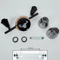 Plafonnier Leteque Écru, Noir, 2 lumières