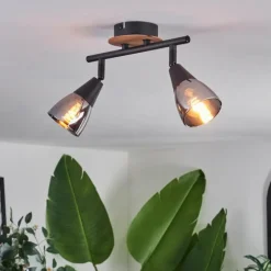 Plafonnier Leteque Écru, Noir, 2 lumières