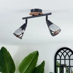 Plafonnier Leteque Écru, Noir, 2 lumières