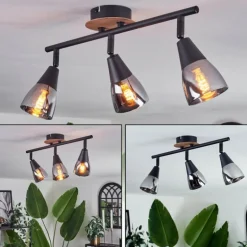 Plafonnier Leteque Écru, Noir, 3 lumières