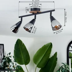 Plafonnier Leteque Écru, Noir, 3 lumières