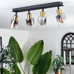 Plafonnier Leteque Noir, 4 lumières