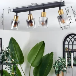 Plafonnier Leteque Noir, 4 lumières