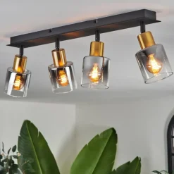 Plafonnier Leteque Noir, 4 lumières