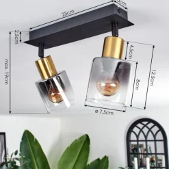 Plafonnier Leteque Noir, 2 lumières