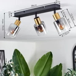 Plafonnier Leteque Noir, 3 lumières