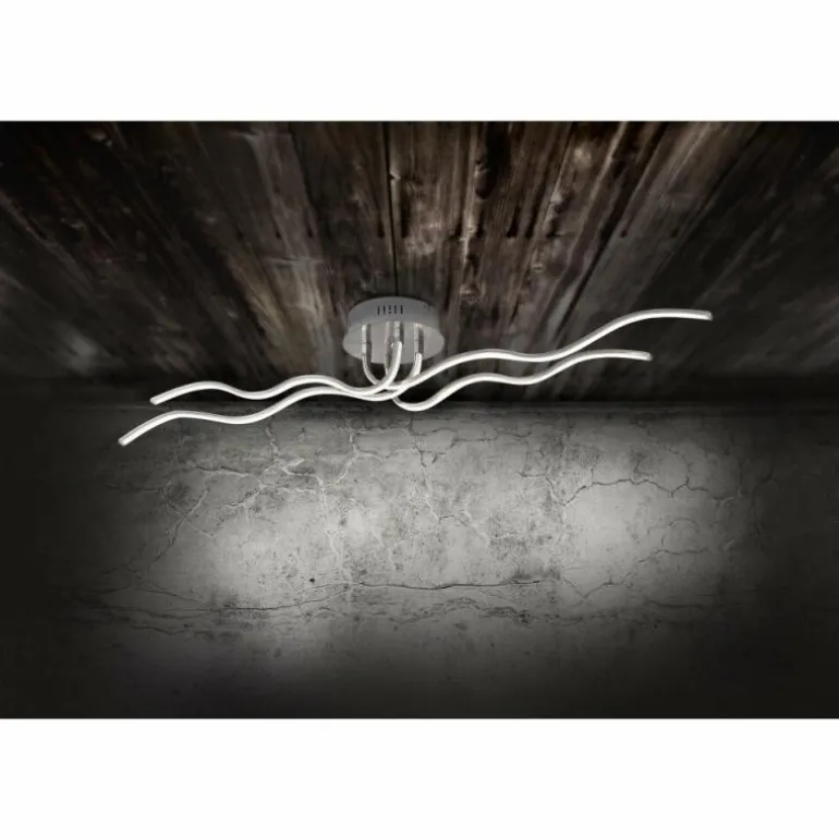 Plafonnier Leuchten Direkt WAVE LED Acier inoxydable, 4 lumières