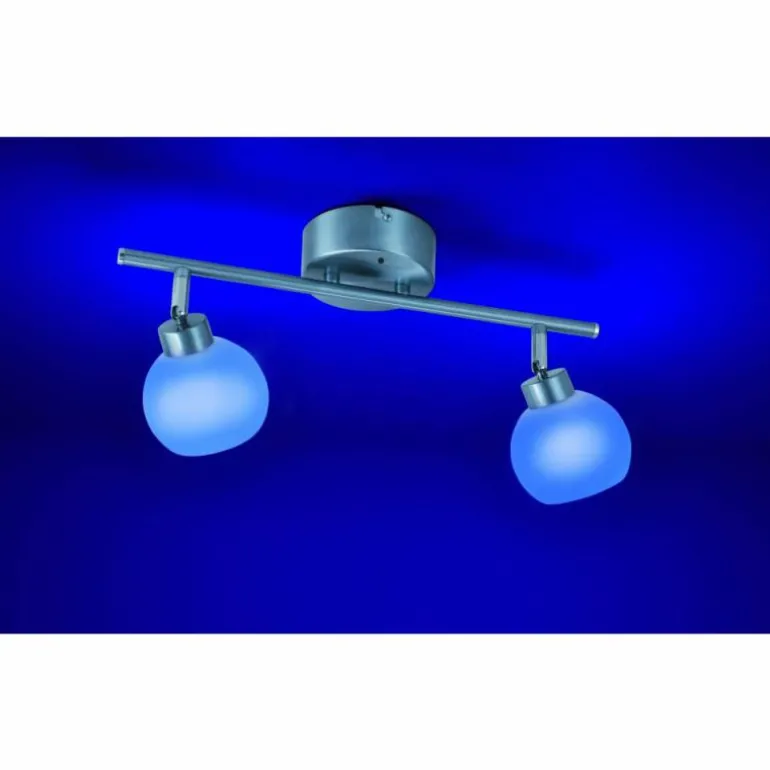 Plafonnier Leuchten Direkt LOLA-LOTTA LED Acier inoxydable, 2 lumières, Télécommandes, Changeur de couleurs