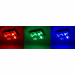 Plafonnier Leuchten Direkt LOLA-MIKE LED Acier inoxydable, 4 lumières, Télécommandes, Changeur de couleurs