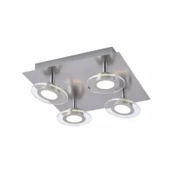 Plafonnier Leuchten Direkt LOLA-MIKE LED Acier inoxydable, 4 lumières, Télécommandes, Changeur de couleurs