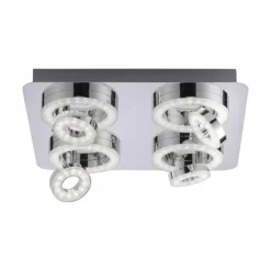 Plafonnier Leuchten Direkt Ls-TIM LED Chrome, 4 lumières, Télécommandes, Changeur de couleurs