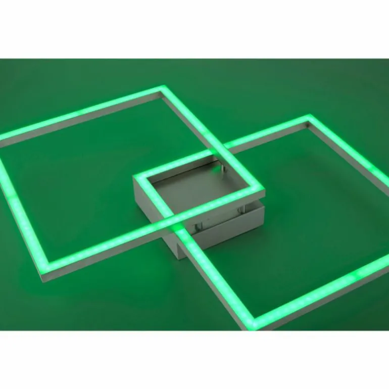 Plafonnier Leuchten Direkt Ls-MAXI LED Acier inoxydable, 2 lumières, Télécommandes, Changeur de couleurs