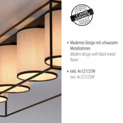 Plafonnier Leuchten Direkt RAVEN Noir, 4 lumières