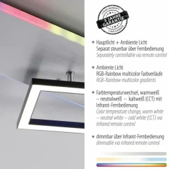 Plafonnier Leuchten Direkt RENDA LED Argenté, 2 lumières, Télécommandes, Changeur de couleurs