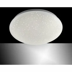 Plafonnier Leuchten-Direkt SKYLER LED Acier brossé, Blanc, 1 lumière, Télécommandes, Changeur de couleurs